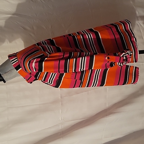 ELEMENTZ Petite Blouse with Adjustable Sleeves Red Orange Black Stripe Size PXL - Picture 3 of 7